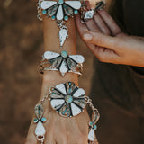 Statement Cuff in White Buffalo & Royston Ribbon Turquoise