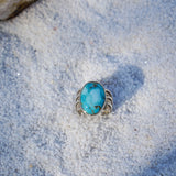 The Ebb & Flow Ring in Kingman Turquoise (Size 7.5)