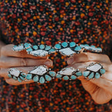 Statement Cuff in White Buffalo & Kingman Turquoise