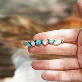 Ear Crawler in Boulder Opal Doublet, Sterling Opal, Moonstone, & Kingman Turquoise