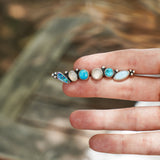 Ear Crawler in Boulder Opal Doublet, Sterling Opal, Moonstone, & Kingman Turquoise