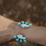 Statement Cuff in White Buffalo & Kingman Turquoise