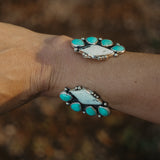 Statement Cuff in White Buffalo & Kingman Turquoise