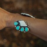 Statement Cuff in White Buffalo & Kingman Turquoise