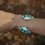 Statement Cuff in White Buffalo & Kingman Turquoise