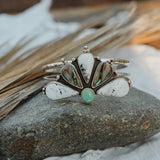 Statement Cuff in White Buffalo & Royston Ribbon Turquoise