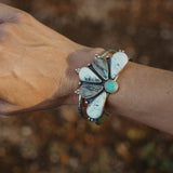 Statement Cuff in White Buffalo & Royston Ribbon Turquoise