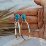 Stud Hoop Earrings in Sonoran Gem Turquoise