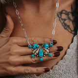 Statement Necklace in Egpytian, Royston Ribbon, & Nacozari Turquoise