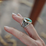 Statement Ring in Kingman Turquoise (Size 6.75)