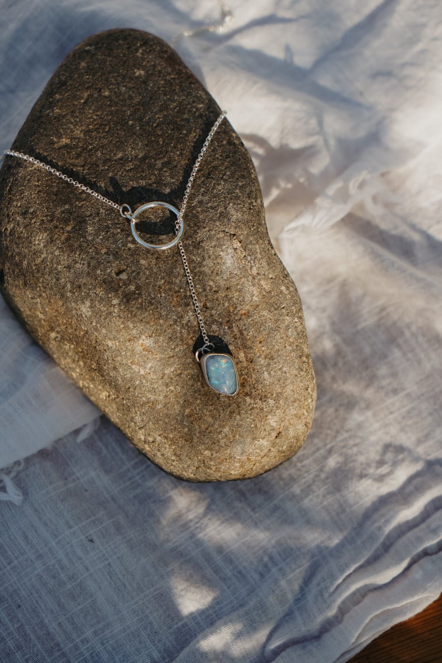 The Dainty Lariat in Boulder Opal Doublet