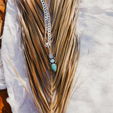 The Chrysalis Necklace in Larimar, Hubei Turquoise, & Boulder Opal Doublet