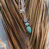 The Chrysalis Necklace in Larimar, Hubei Turquoise, & Boulder Opal Doublet