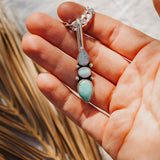 The Chrysalis Necklace in Larimar, Hubei Turquoise, & Boulder Opal Doublet