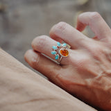 Stacker Ring in Amber & Lone Mtn Turquoise (Size 8)