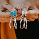 Stud Hoop Earrings in White Buffalo