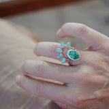 Stacker Ring in Amber & Lone Mtn Turquoise (Size 7.25)