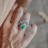 Stacker Ring in Amber & Lone Mtn Turquoise (Size 7.25)