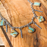 Charm Necklace in Royston Ribbon Turquoise