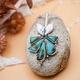 Statement Pendant in White Buffalo & Royston Turquoise