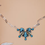 Statement Necklace in Egpytian, Royston Ribbon, & Nacozari Turquoise