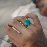 Turquoise Heart Ring in Tyrone Turquoise (Size 6.5)