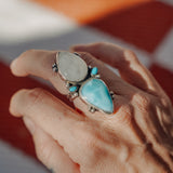 Larimar & Rainbow Moonstone Ring (Size 7.5)