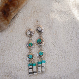 Drip Earrings with White Buffalo and Turquoise