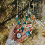 Statement Necklace in White Buffalo with Kingman Turquoise Bead Chain