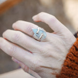 Wide-band Traveler Ring in Scenic Agate with Gold-Fill Prongs (Size 6.25)