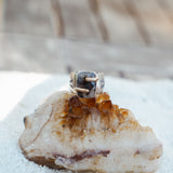 Wide-Band Traveler Ring in Scenic Agate with Gold-Fill Prongs (Size 9)