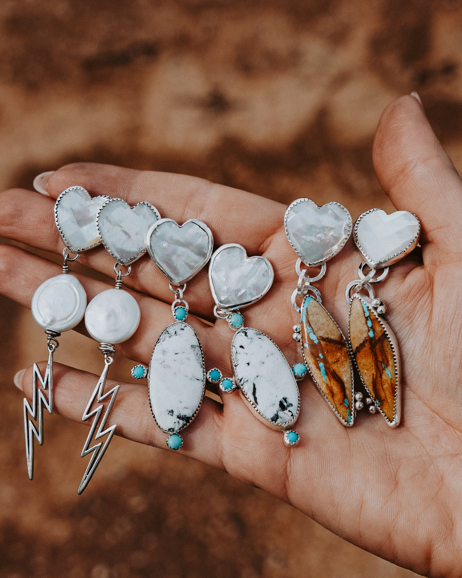 Mother of Pearl Hearts with White Buffalo & Lone Mountain Turquoise