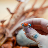 The Turquoise Lover's Ring in Spiny Oyster & Morenci Turquoise (Size 7)