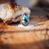 Ring in Kingman Turquoise, White Buffalo, & Bronze (Size 7.25)