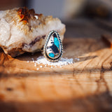 Ring in Kingman Turquoise, White Buffalo, & Bronze (Size 7.25)