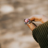 Pink Dahlia Heart Ring