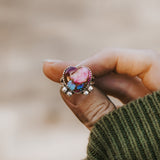 Pink Dahlia Heart Ring