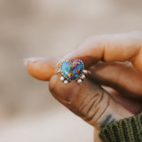 Dainty Pink Dahlia Heart Ring