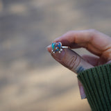 Dainty Pink Dahlia Heart Ring