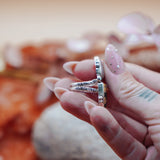 Ocean Jasper, Rainbow Moonstone, & Lone Mtn Turquoise Ring (Size 6.75)