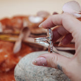 Ocean Jasper, Rainbow Moonstone, & Lone Mtn Turquoise Ring (Size 8.5)