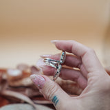 Ocean Jasper, Rainbow Moonstone, & Lone Mtn Turquoise Ring (Size 6)