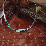 Hammered Neck Cuff in White Buffalo & Kingman Turquoise