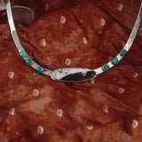 Hammered Neck Cuff in White Buffalo & Kingman Turquoise