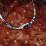 Hammered Neck Cuff in White Buffalo & Kingman Turquoise