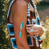 Boho Arm Band in Kingman & Lone Mountain Turquoise