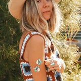 Boho Arm Band in Kingman Turquoise & Rainbow Moonstone