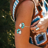 Boho Arm Band in Kingman Turquoise & Rainbow Moonstone