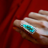 Statement Ring in Kingman Turquoise (Size 9.5)