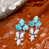 Statement Earrings in Whitewater Turquoise & Moonstone